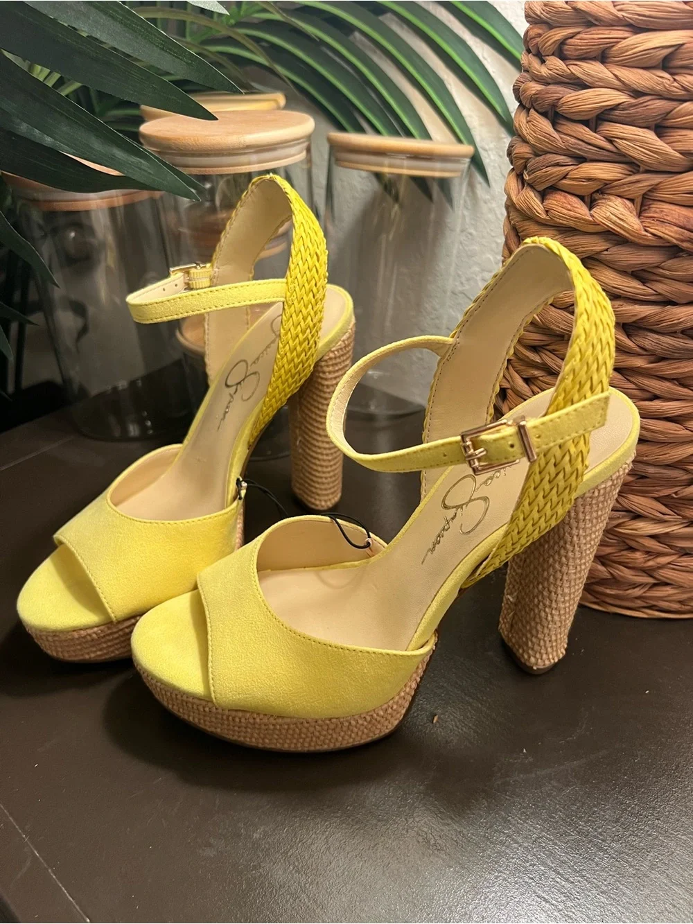 NEW Jessica Simpson Yellow Platform Ankle-Strap Women’s Heels